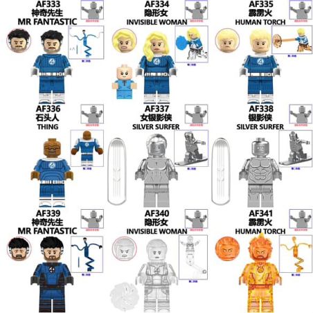 unknown AF333 unknown AF334 unknown AF335 unknown AF336 unknown AF337 unknown AF338 unknown AF339 unknown AF340 unknown AF341 Fantastic Four Xếp hình lắp ráp ghép mô hình Fantastic Four nhân vật nhỏ 9 loại