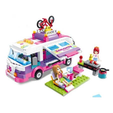 Enlighten 2004 Qman 2004 non  CUỘC DÃ NGOẠI BẰNG XE BUÝT bộ đồ chơi xếp lắp ráp ghép mô hình  CHERRY OUTING TRIP BUS Các Bạn Gái 319 khối