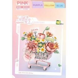 LOZ 4124 Xếp hình lắp ráp ghép mô hình Xe Đẩy Hoa Quà Tặng Màu Hồng Lãng Mạn