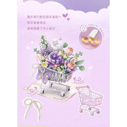 LOZ 4125 Xếp hình lắp ráp ghép mô hình Xe đẩy hoa quà tặng màu tím huyền ảo