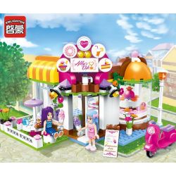 Enlighten 2003 Qman 2003 non  QUÁN CAFE CỦA ABBY bộ đồ chơi xếp lắp ráp ghép mô hình  CHERRY ABBY'S CAFE Các Bạn Gái 277 khối