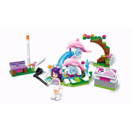 Enlighten 2002 Qman 2002 non  ĐÀI PHUN NƯỚC CÁ HEO bộ đồ chơi xếp lắp ráp ghép mô hình  CHERRY DOLPHN TREVI FOUNTAIN Các Bạn Gái 109 khối