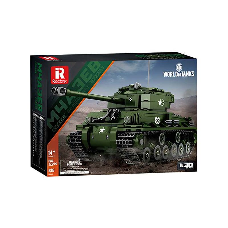 Reobrix 77030 Xếp hình lắp ráp ghép mô hình Thế giới xe tăng: Xe tăng M4A3E8 Sherman 1:30