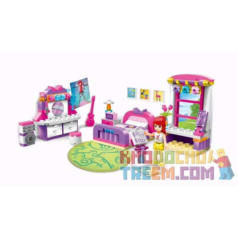 Enlighten 2001 Qman 2001 non  PHÒNG NGỦ CỦA CHERRY bộ đồ chơi xếp lắp ráp ghép mô hình  CHERRY CHERRY'S BEDROOM Các Bạn Gái 124 khối