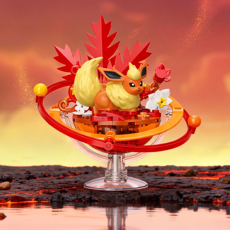 Keeppley K20267 Eevee Xếp hình lắp ráp ghép mô hình Hành tinh của gia đình Pokémon Eevee: Fire Eevee