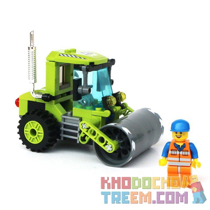 Enlighten 1104 Qman 1104 non  XE LU bộ đồ chơi xếp lắp ráp ghép mô hình City ROAD ROLLER Thành Phố 102 khối