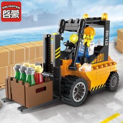 Enlighten 1103 Qman 1103 non  XE NÂNG HÀNG bộ đồ chơi xếp lắp ráp ghép mô hình City FORKLIFT Thành Phố 115 khối