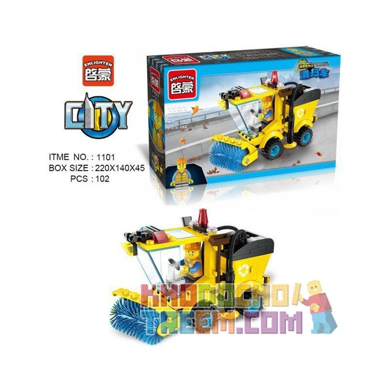 Enlighten 1101 Qman 1101 TOPOA MACTEPOB 5019 non  MÁY QUÉT ĐƯỜNG bộ đồ chơi xếp lắp ráp ghép mô hình City SWEEPER Thành Phố 102 khối