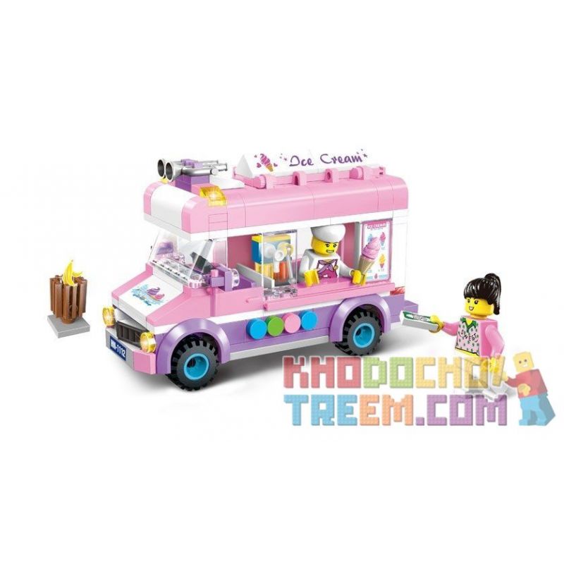 ENLIGHTEN 1112 non  XE BÁN KEM LƯU ĐỘNG bộ đồ chơi xếp lắp ráp ghép mô hình City ICE-CREAM VAN Thành Phố 213 khối
