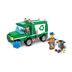 Enlighten 1111 Qman 1111 non  XE THU GOM RÁC bộ đồ chơi xếp lắp ráp ghép mô hình City GARBAGE TRUCK Thành Phố 198 khối