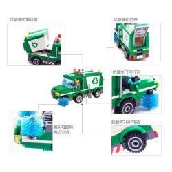 Enlighten 1111 Qman 1111 non  XE THU GOM RÁC bộ đồ chơi xếp lắp ráp ghép mô hình City GARBAGE TRUCK Thành Phố 198 khối
