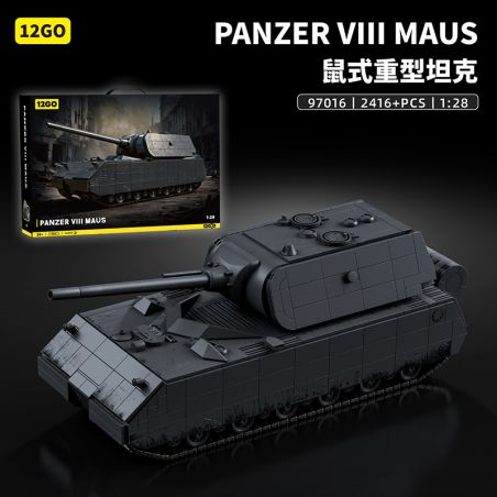 12GO 97016 Panzer VII Maus Xếp hình lắp ráp ghép mô hình Xe tăng siêu nặng Maus 1:28