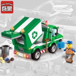 Enlighten 1111 Qman 1111 non  XE THU GOM RÁC bộ đồ chơi xếp lắp ráp ghép mô hình City GARBAGE TRUCK Thành Phố 198 khối