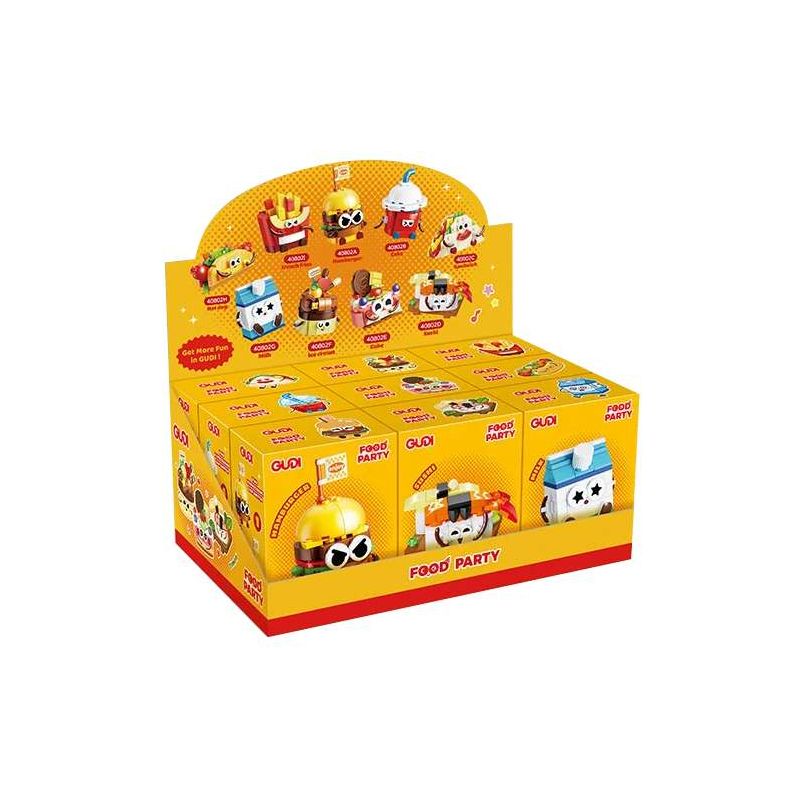 GUDI 40802 Food Party Xếp hình lắp ráp ghép mô hình Bữa Tiệc Ẩm Thực 9 Phong Cách