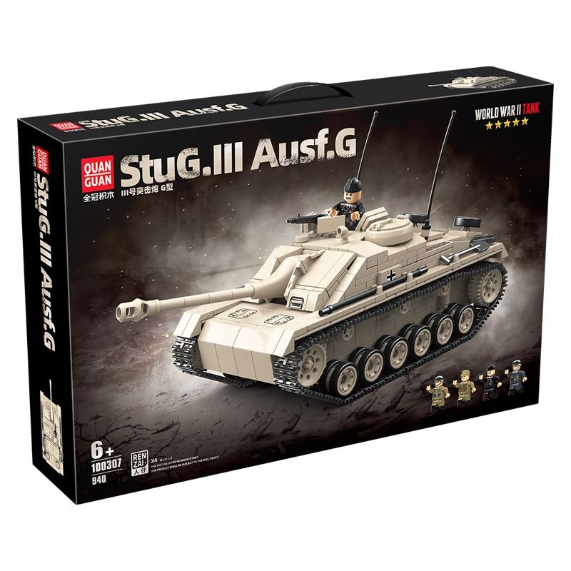 QUANGUAN 100307 StuG.III Ausf.G Xếp hình lắp ráp ghép mô hình Súng tấn công loại 3 G