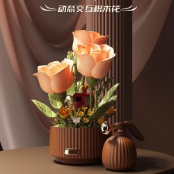 EMUE EM0029 Blooming Garden Whispers of Rose Xếp hình lắp ráp ghép mô hình Bloom Garden Tự động đóng mở hoa