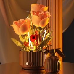 EMUE EM0029 Blooming Garden Whispers of Rose Xếp hình lắp ráp ghép mô hình Bloom Garden Tự động đóng mở hoa