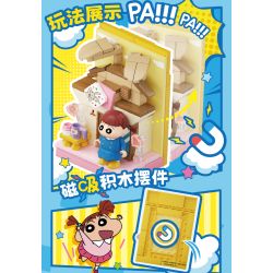 AREA-X AB0161 Xếp hình lắp ráp ghép mô hình Crayon Shin-chan: Nhãn dán vui nhộn Đồ trang trí từ tính 6 loại