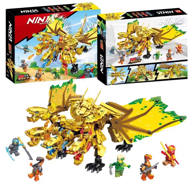 Double A 61121 Xếp hình lắp ráp ghép mô hình Rồng bốn đầu hợp nhất bằng vàng