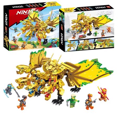 Double A 61121 Xếp hình lắp ráp ghép mô hình Rồng bốn đầu hợp nhất bằng vàng