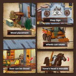 JIESTAR 89145 Xếp hình lắp ráp ghép mô hình tiệm rèn phương tây