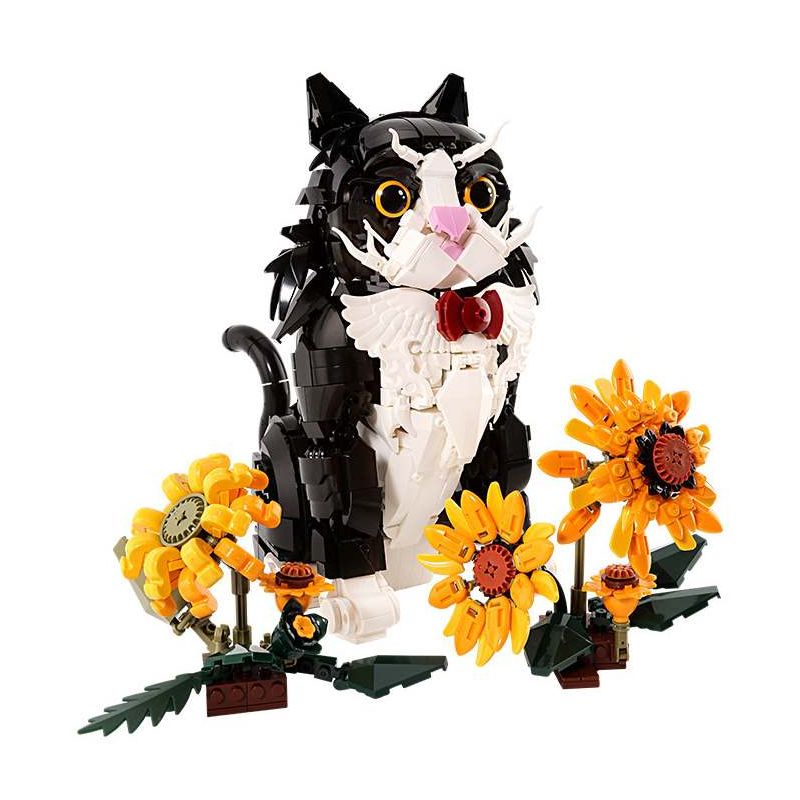 Koiboxxr KQ201 Cat Sunflower Xếp hình lắp ráp ghép mô hình Mèo hoa hướng dương váy đen