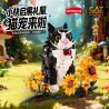 Koiboxxr KQ201 Cat Sunflower Xếp hình lắp ráp ghép mô hình Mèo hoa hướng dương váy đen