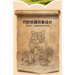 Koiboxxr KQ201 Cat Sunflower Xếp hình lắp ráp ghép mô hình Mèo hoa hướng dương váy đen