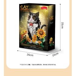 Koiboxxr KQ201 Cat Sunflower Xếp hình lắp ráp ghép mô hình Mèo hoa hướng dương váy đen