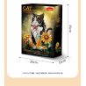 Koiboxxr KQ201 Cat Sunflower Xếp hình lắp ráp ghép mô hình Mèo hoa hướng dương váy đen