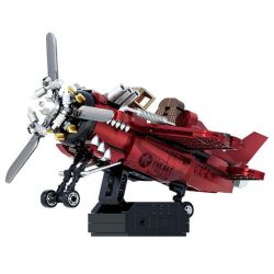 Souzosha F8102-2 Xếp hình lắp ráp ghép mô hình Battlefield 1939: Máy bay chiến đấu cổ điển Thế chiến II màu đỏ