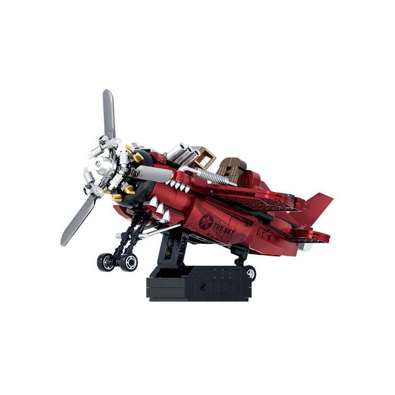 Souzosha F8102-2 Xếp hình lắp ráp ghép mô hình Battlefield 1939: Máy bay chiến đấu cổ điển Thế chiến II màu đỏ