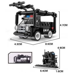WOMA C0506 0506 Xếp hình kiểu  SWAT SPECIAL FORCE SWAT Truck Xe đầu Kéo Chở Quân Của Lực Lượng đặc Nhiệm 716 khối