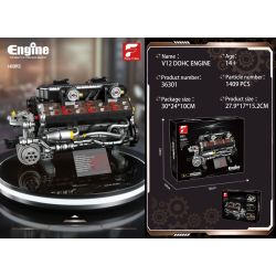 Free Tribe 36301 V12 DOHC ENGINE Xếp hình lắp ráp ghép mô hình Động cơ V12 DOHC