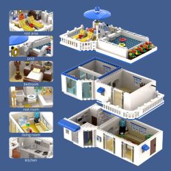 BY TOYS B57301 GREEK VACATION VILLA Xếp hình lắp ráp ghép mô hình Biệt thự nghỉ dưỡng Hy Lạp