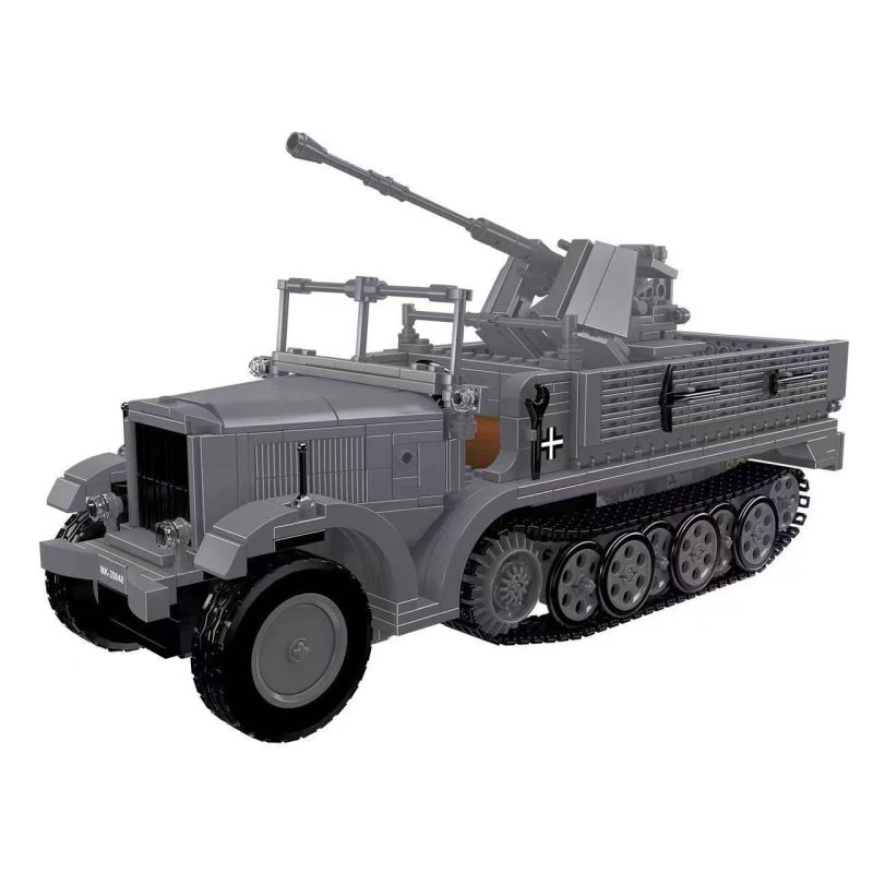 MouldKing 20048 German 3.7cm Flak Half-Track Vehicle Xếp hình lắp ráp ghép mô hình Pháo phòng không 3.7 bán xích của Đức
