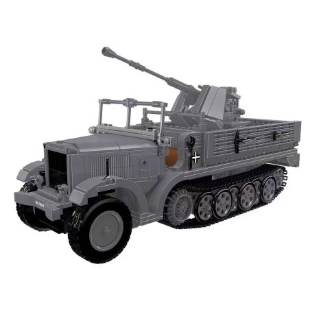 MouldKing 20048 German 3.7cm Flak Half-Track Vehicle Xếp hình lắp ráp ghép mô hình Pháo phòng không 3.7 bán xích của Đức
