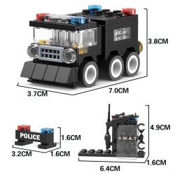 WOMA C0506 0506 Xếp hình kiểu  SWAT SPECIAL FORCE SWAT Truck Xe đầu Kéo Chở Quân Của Lực Lượng đặc Nhiệm 716 khối