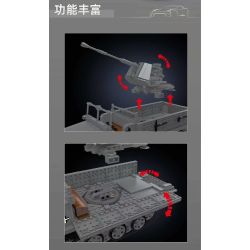 MouldKing 20048 German 3.7cm Flak Half-Track Vehicle Xếp hình lắp ráp ghép mô hình Pháo phòng không 3.7 bán xích của Đức
