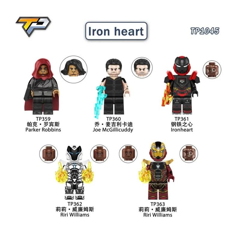 TP TP1045 TP TP359 TP TP360 TP TP361 TP TP362 TP TP363 Iron heart Xếp hình lắp ráp ghép mô hình Trái Tim Sắt 5 nhân vật nhỏ