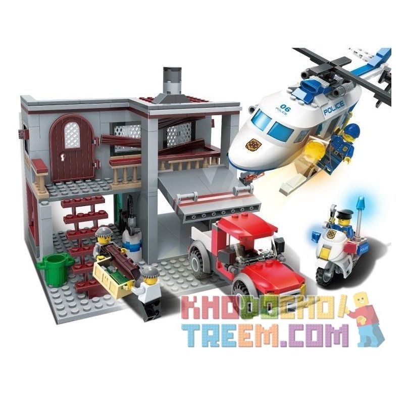 GUDI 9318 non  TRỰC THĂNG CẢNH SÁT TRUY BẮT CƯỚP bộ đồ chơi xếp lắp ráp ghép mô hình City POLICE Thành Phố 465 khối