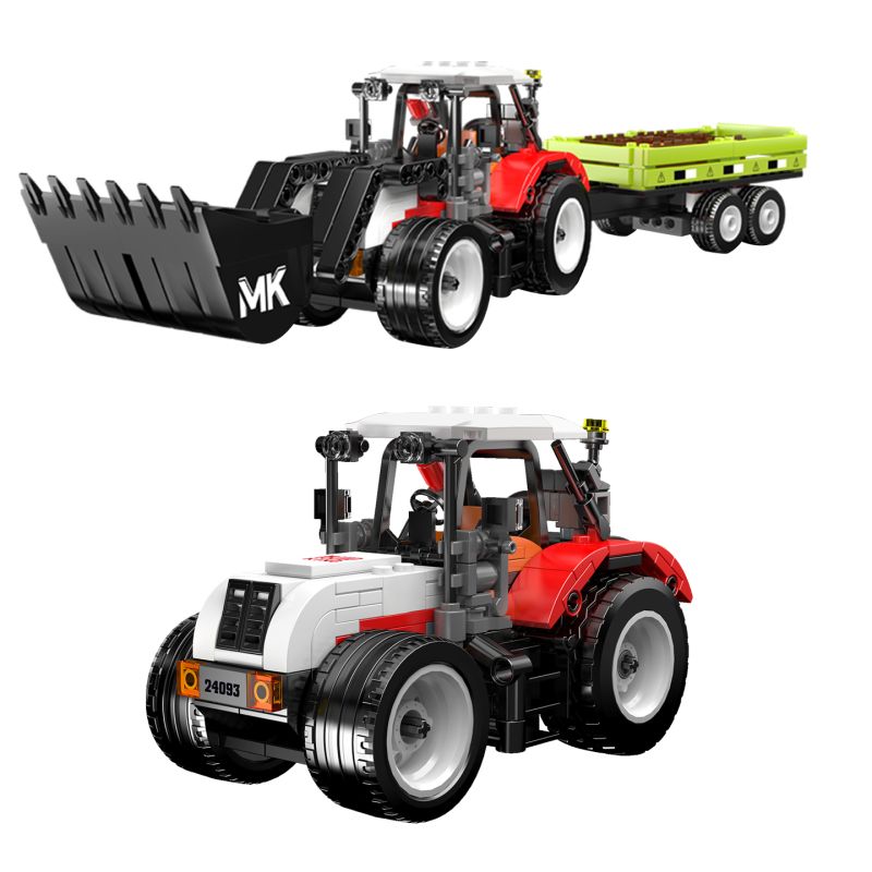 MouldKing 24093 Wheel Loader & Agriculturnl Trailer Xếp hình lắp ráp ghép mô hình Xe nâng & Xe moóc trang trại