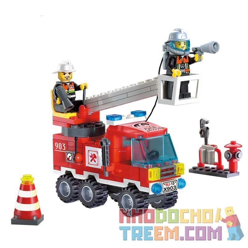 Enlighten 903 Qman 903 non  XE TẢI CHỮA CHÁY bộ đồ chơi xếp lắp ráp ghép mô hình City FIRE RESCUE SINGLE BRIDGE ENGUNES Thành Phố 129 khối