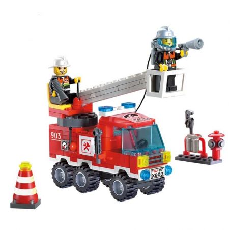 Enlighten 903 Qman 903 non  XE TẢI CHỮA CHÁY bộ đồ chơi xếp lắp ráp ghép mô hình City FIRE RESCUE SINGLE BRIDGE ENGUNES Thành Phố 129 khối
