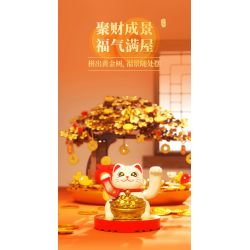 JAKI BK008 MÈO MAY MẮN NĂNG LƯỢNG MẶT TRỜI CÂY GIÀU CÓ bộ đồ chơi xếp lắp ráp ghép mô hình