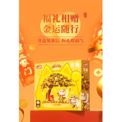 JAKI BK008 MÈO MAY MẮN NĂNG LƯỢNG MẶT TRỜI CÂY GIÀU CÓ bộ đồ chơi xếp lắp ráp ghép mô hình