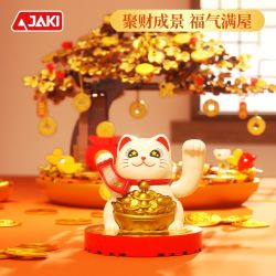 JAKI BK008 MÈO MAY MẮN NĂNG LƯỢNG MẶT TRỜI CÂY GIÀU CÓ bộ đồ chơi xếp lắp ráp ghép mô hình