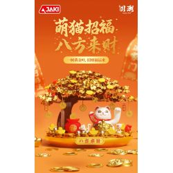 JAKI BK008 MÈO MAY MẮN NĂNG LƯỢNG MẶT TRỜI CÂY GIÀU CÓ bộ đồ chơi xếp lắp ráp ghép mô hình