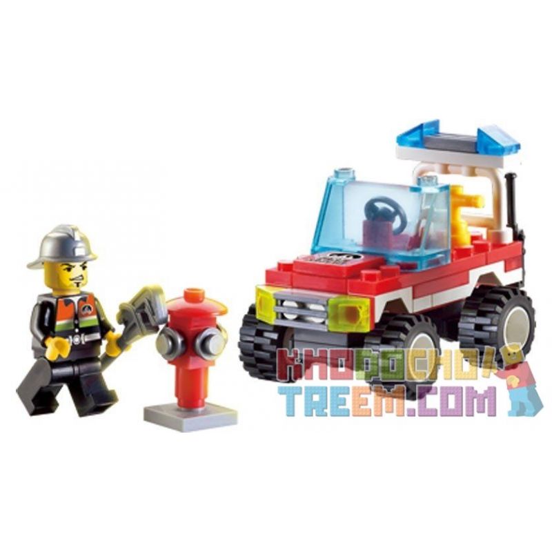 Enlighten 901 Qman 901 non  XE BẢO DƯỠNG TRỤ CỨU HỎA bộ đồ chơi xếp lắp ráp ghép mô hình City FIRE RESCUE MAINTENANCE VEHICLE Thành Phố 62 khối