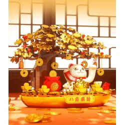 JAKI BK008 MÈO MAY MẮN NĂNG LƯỢNG MẶT TRỜI CÂY GIÀU CÓ bộ đồ chơi xếp lắp ráp ghép mô hình